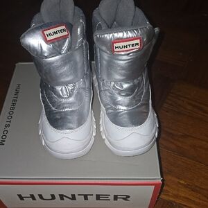 Hunter Kids Metallic Silver Boots